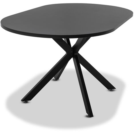 Marui - Ovaler Esstisch aus Holz und Metall mit zentraler Tisch-Gestell Kiso 150x90 cm - mattschwarz