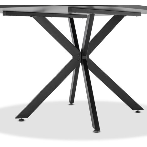 Marui - Ovaler Esstisch aus Holz und Metall mit zentraler Tisch-Gestell Kiso 150x90 cm - mattschwarz