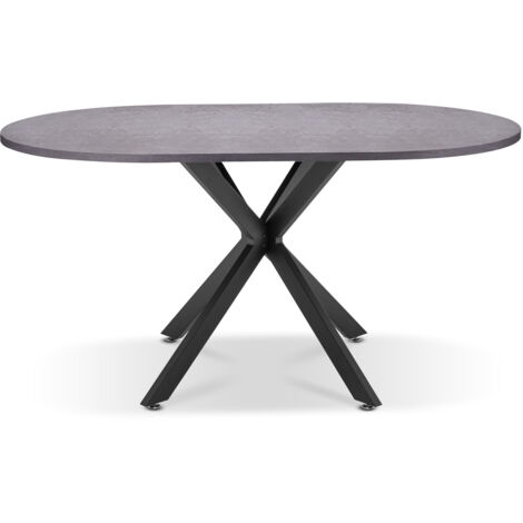 Marui Big - Ovaler Esstisch aus Holz und Metall mit zentraler Tisch-Gestell 180x100 cm - grau