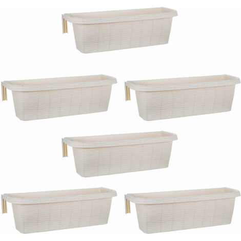 Rondine 60 - 6er-Set geflochtene Balkone 60 cm mit verstellbaren Haken und Wasserspeicher Creme