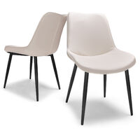 BERLINO - Set aus 2 Designerstühlen mit Kunstlederbezug. Satz von 2 Stühlen für Esszimmer, Büro, Arbeitszimmer. Sitze aus cremefarbenem √ñko-Leder