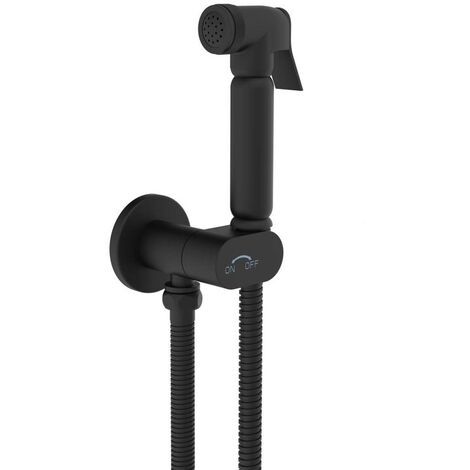 Design WC/Bidet Handbrause SOHO Komplettset mit Absperrventil in Schwarz Matt