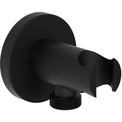 Stilform Wandanschlussbogen - Brausehalter Rund Massiv Chrom oder Schwarz Matt:Schwarz Matt