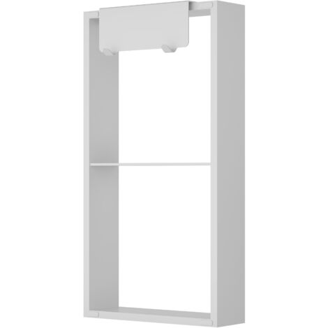 Aufputz Wandnische WallSpace in Schwarz Matt / Weiß Matt mit Ablage & Haken & Zwischenablage / 60x30 cm :Weiß Matt, 60x30