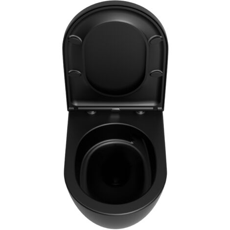 Soho Whirlflush Hänge Wand WC Spülrandlos Toilette Schwarz Matt mit WC-Sitz :Compact