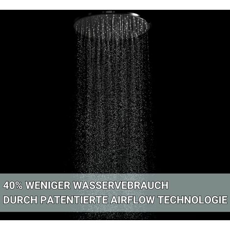 Stilform Luxus Edelstahl Regendusche Rund in 30 cm ULTRAFLACH in Schwarz Matt