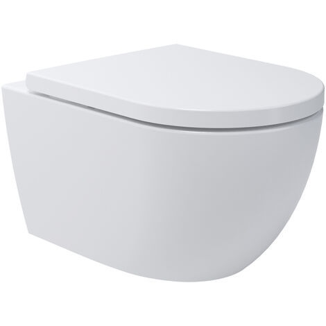 Whirlflush Hänge Wand WC Soho 3.0 Spülrandlos Tornado Spülung Weiß Glanz mit WC-Sitz Toilette