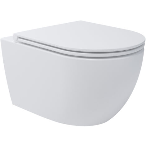 Whirlflush Hänge Wand WC Soho 3.0 Spülrandlos Tornado Spülung Weiß Glanz mit WC-Sitz Super Slim Toilette:Standard (530x360)
