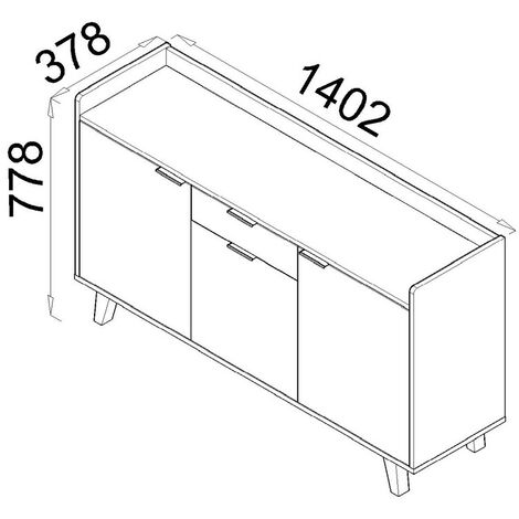 Credenza bianca con 1 anta e 3 cassetti 2488