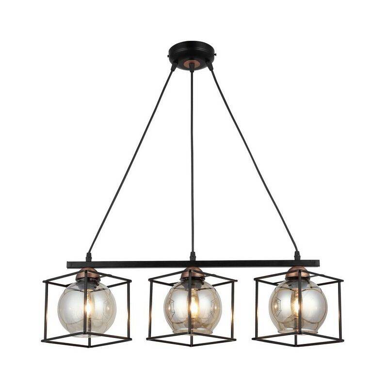 Lampara de Suspension Arne - Arana - Lampara de techo - Negro, Cobre en Metal, Vidrio, 15 x 65 x 75 cm, 3 x E27, 40 W