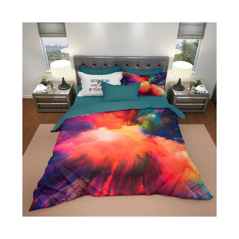 Juego de funda nordica Dream - Abstracto, individual - con funda nordica, funda de almohada - para cama - Multicolor en Algodon, 150 x 200 cm