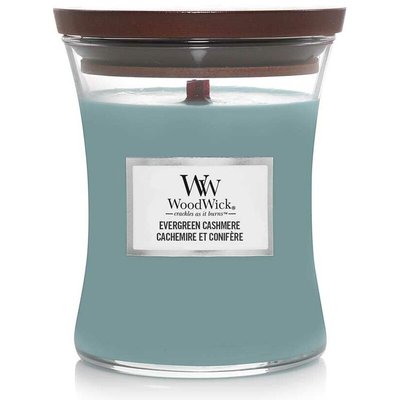 Candela profumata WoodWick MINI HOURGLASS EVERGREEN CASHMERE