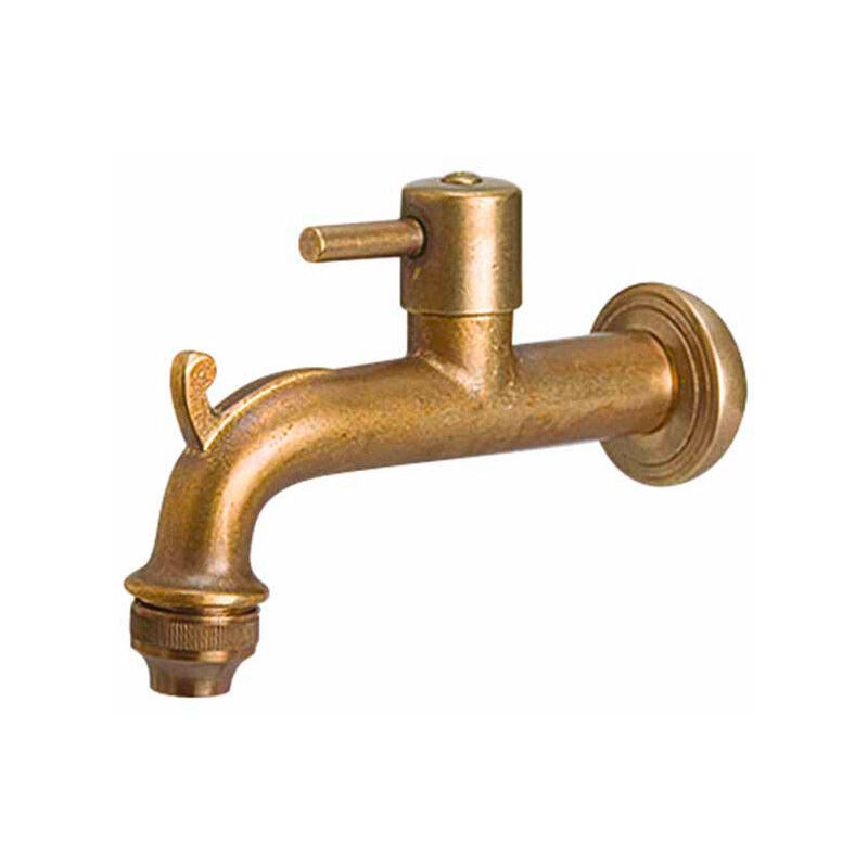 Rubinetto da giardino da 1/2 per esterni. Rubinetto stile retrò in ottone con chiusura a soletta a serraggio. Rubinetto da parete regolabile. Temperatura massima di 90 °C