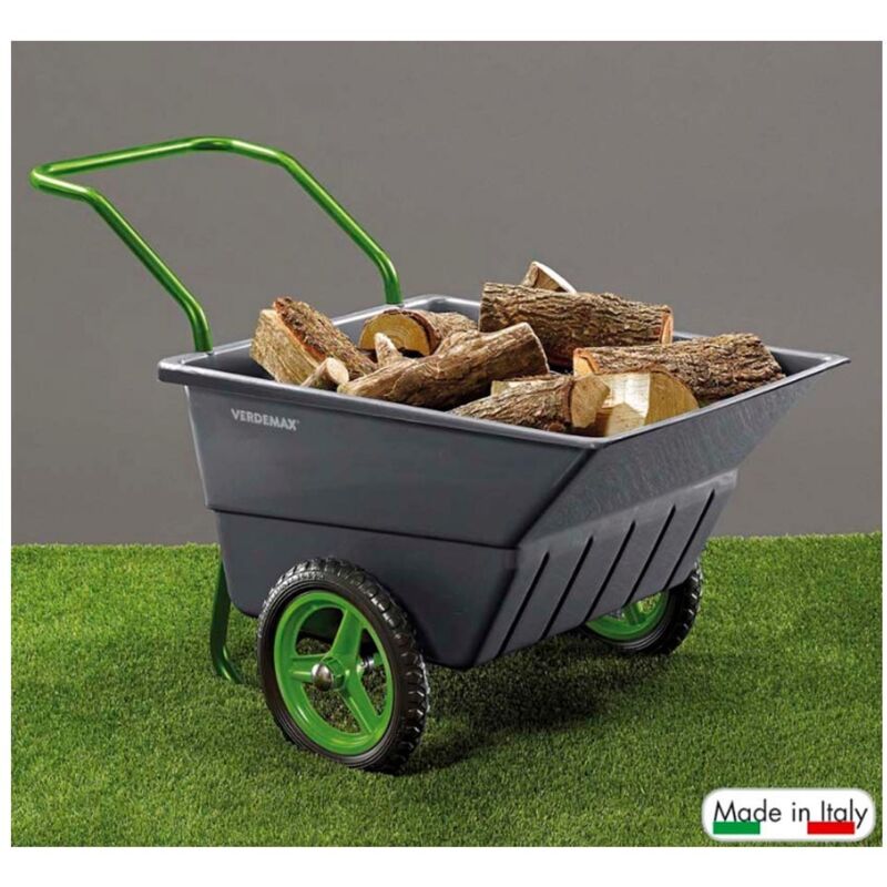 Carriola Rotonda In Plastica ABS Verde - Capiente 50 Litri, Con Ruote E Maniglia, Perfetta Per Giardino