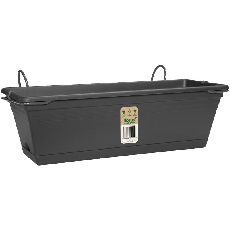 Fioriera Sospesa RATOLLA ROUND L 4,85L – Plastica, Antracite, 24,3x16 Cm, Con Sottovaso Incluso