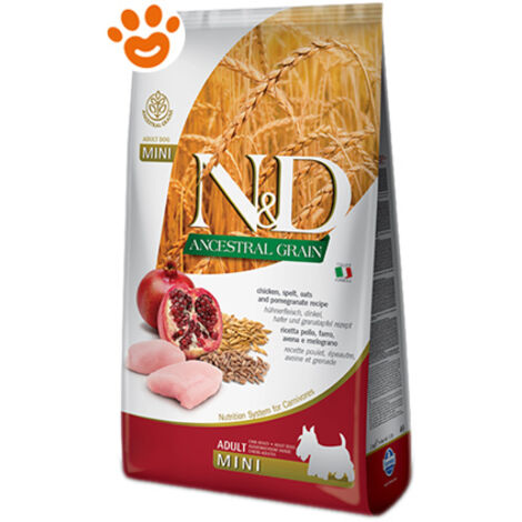 Farmina Dog N&D Ancestral Grain Adult Mini Pollo e Melograno - Farmina Dog N&D Ancestral Grain Adult Mini Pollo e Melograno - Sacco Da 2,5 Kg