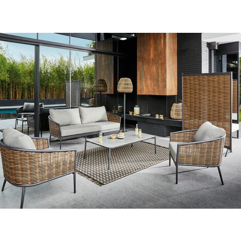 SALOTTO DA GIARDINO MUSE GRAFITE CON TAVOLINO ARREDO GIARDINO SET