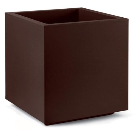 VASO CUBO MATHERIA 30CM BRONZO CON ROTELLE VECA