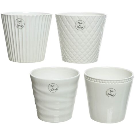 Kaemingk Porta Vaso in Ceramica - Bianco - 13.5x13 cm (1/2)