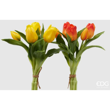 BOUQUET TULIPANI OLIS ARTIFICIALE H28CM GIALLO O ARANCIONE ASSORTITO (1/4)