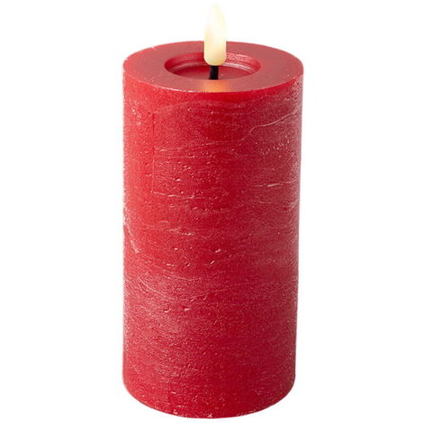 Candela decorativa illuminata LED, altezza 15 cm, colore rosso. (1/2)