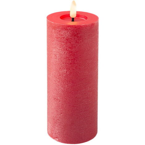 Candela decorativa illuminata LED, altezza 19 cm, colore rosso. (1/2)