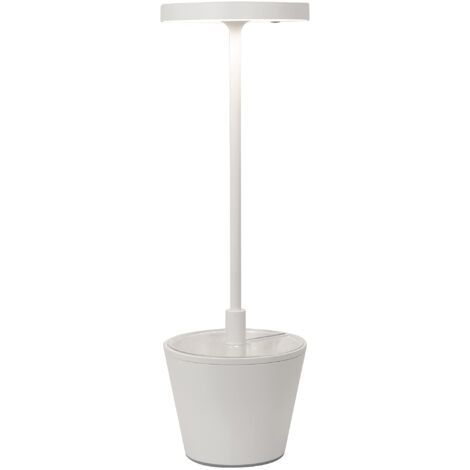 Lampada da tavolo ricaricabile Poldina Reverso con contenitore multiuso D11cm H35cm Bianca ZAFFERANO (1/5)