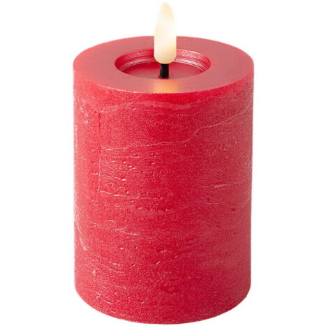 Candela decorativa a LED, altezza 11,2 cm, colore rosso. (1/2)