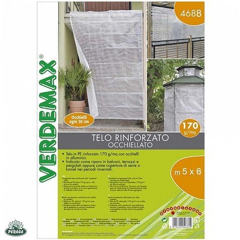 Copertura Telo Telone Occhiellato PVC Retinato 5x6m - Transparente