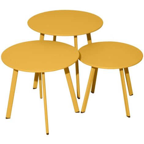 TAVOLO BASSO MASSAI GIALLO MIELE Ø45CM TAVOLINO ARREDO GIARDINO
