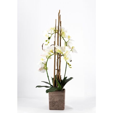 Orchidea Artificiale Bianca In Vaso 41cm - Finta Orchidea Per Centrotavola, Matrimoni E Decorazione - Foto 3