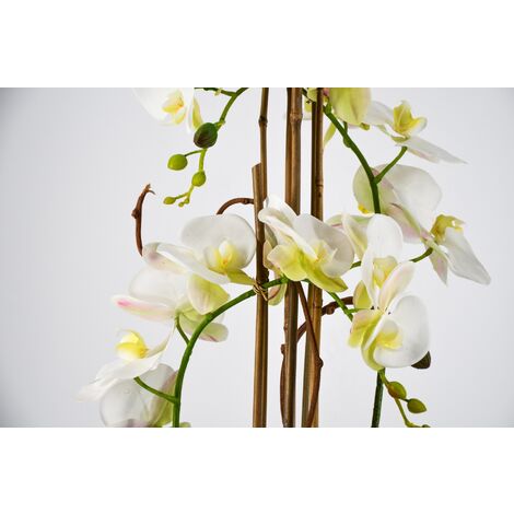 PHALAENOPSIS ORCHIDEA ARTIFICIALE 80CM CON VASO QUADRATO BIANCA FIORI  PIANTE ARTIFICIALI