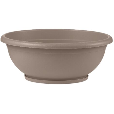 CIOTOLA NAXOS con sottovaso ad incastro Vaso BASSO fioriera Ø 40 cm VARI COLORI - Color: AVANA