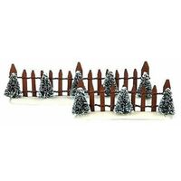 LUVILLE 2 STACCIONATE CON ABETI - WOODEN FENCE GREEN TREE COD 605052 PRESEPE