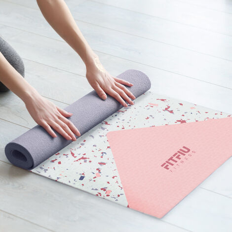 Tapis de Yoga Aérobic Pilates Tapis Workout Fitness Gym Rose Gris