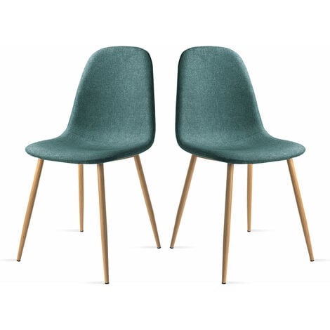 Mc Haus - Pack 2 chaises ELVA design nordic salle manger 46x43x86cm Vert  Turquoise