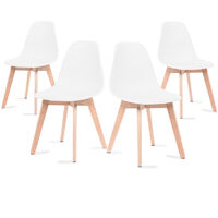 COSTWAY Chaise Salle à Manger Lot de 4, Chaise Scandinave Cuisine en PP  avec avec Dossier, Hauteur d'Assise 46cm, Assemblage Facile, Fauteuil Salle  à Manger, Blanc(4, Blanc)