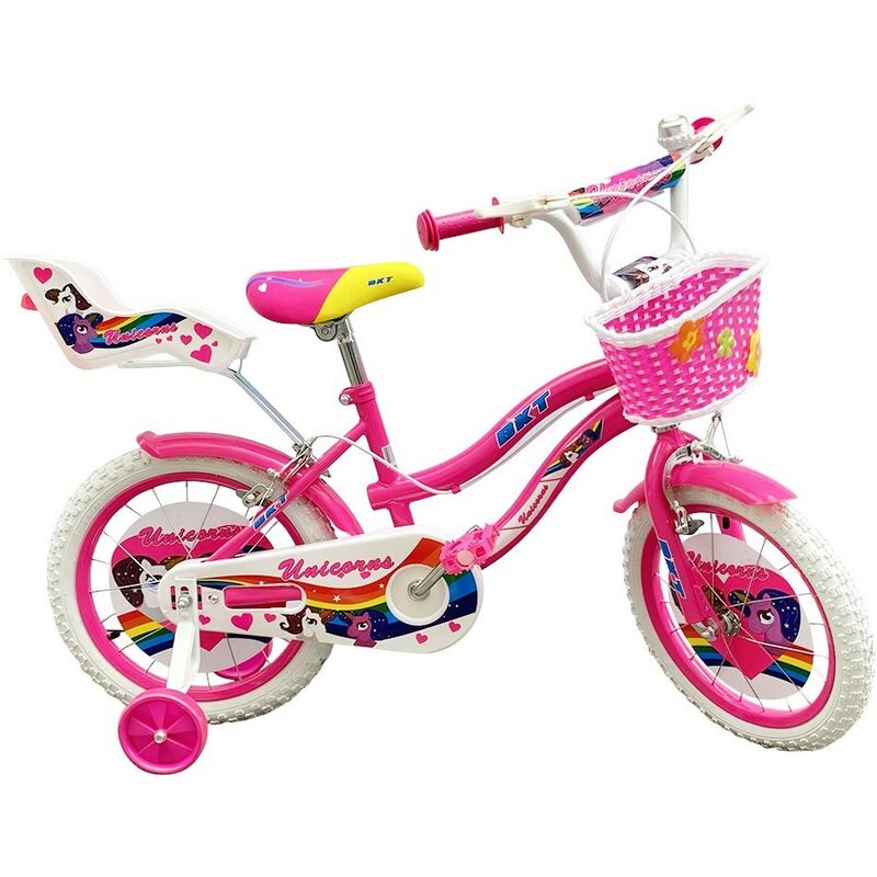 Bicicleta UNICORN BKT talla 14 para niñas de 4 a 6 años con ruedines