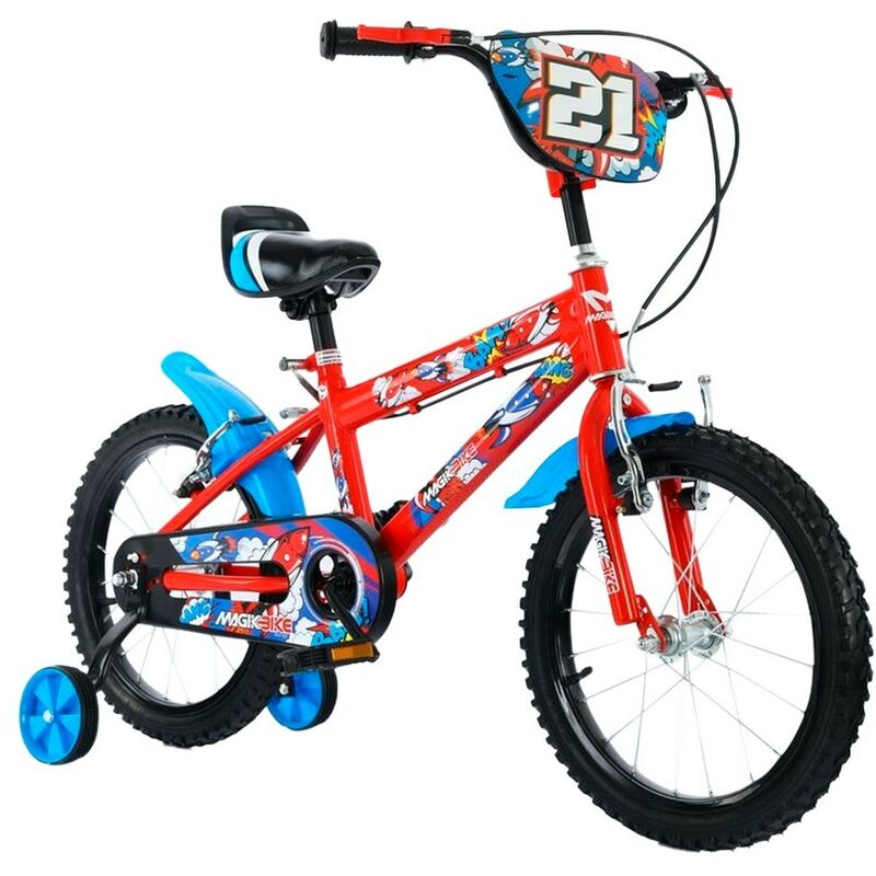 Bicicleta infantil magic Talla 16" Línea BOOM Edad 5-7 años con ruedas de apoyo