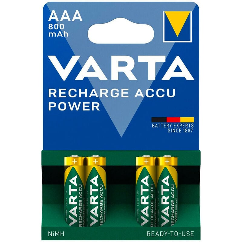 Pack 4 uds Batería Varta Pilas Recargables AAA Precargadas 800 mAh