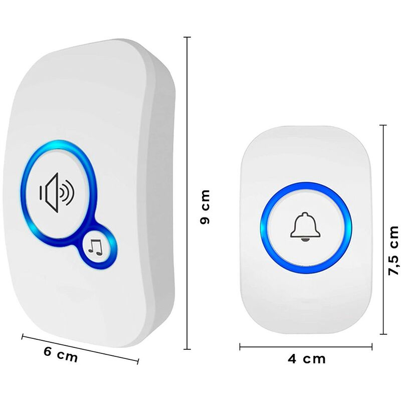 Timbre Inalámbrico Indicador Led Hasta 150m Apto Exterior Color Blanco