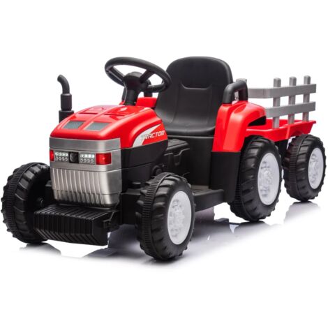 Tractor Eléctrico para Niños Lamas LT984 con Remolque Removible 12V Color: Rojo