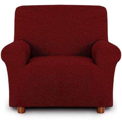 Funda de Sillón de 1 Plaza con Elástico Color Sólido Antimanchas de Tejido Piqué  Color: Burdeos