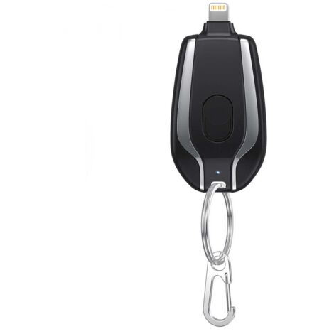 Llavero Powerbank 1500mAh USB Lightning Cargador portátil de emergencia Color: Negro (1/5)