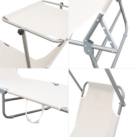 2309P Tumbona plegable con respaldo ajustable y toldo en varios colores a elegir  Color: Beige (1/5)