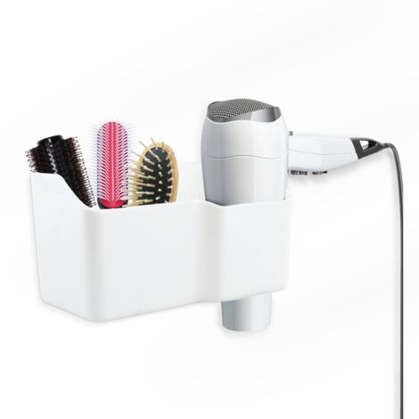 Soporte para secador de pelo para baño, secador de pelo, soporte de pared,  multifunción para plancha, organizador para secador de pelo, color dorado