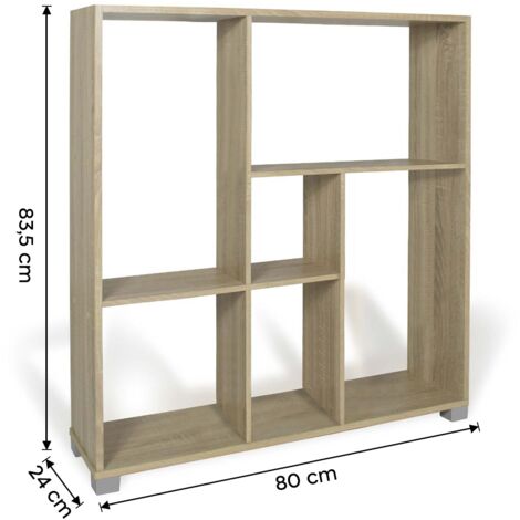Librería estantes cubos y rectángulos Art.107 Almacenamiento 80x24x83,5H cm Color: Roble