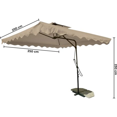 Sombrilla de jardín descentralizado tela impermeable 2,5 m poste de metal 2,3 m  Color: Crudo