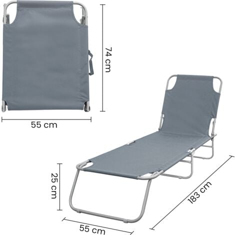 2309 Silla plegable con respaldo ajustable para playa o jardín  Color: Gris