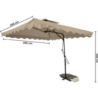 Sombrilla de jardín descentralizado tela impermeable 2,5 m poste de metal 2,3 m Color: Crudo